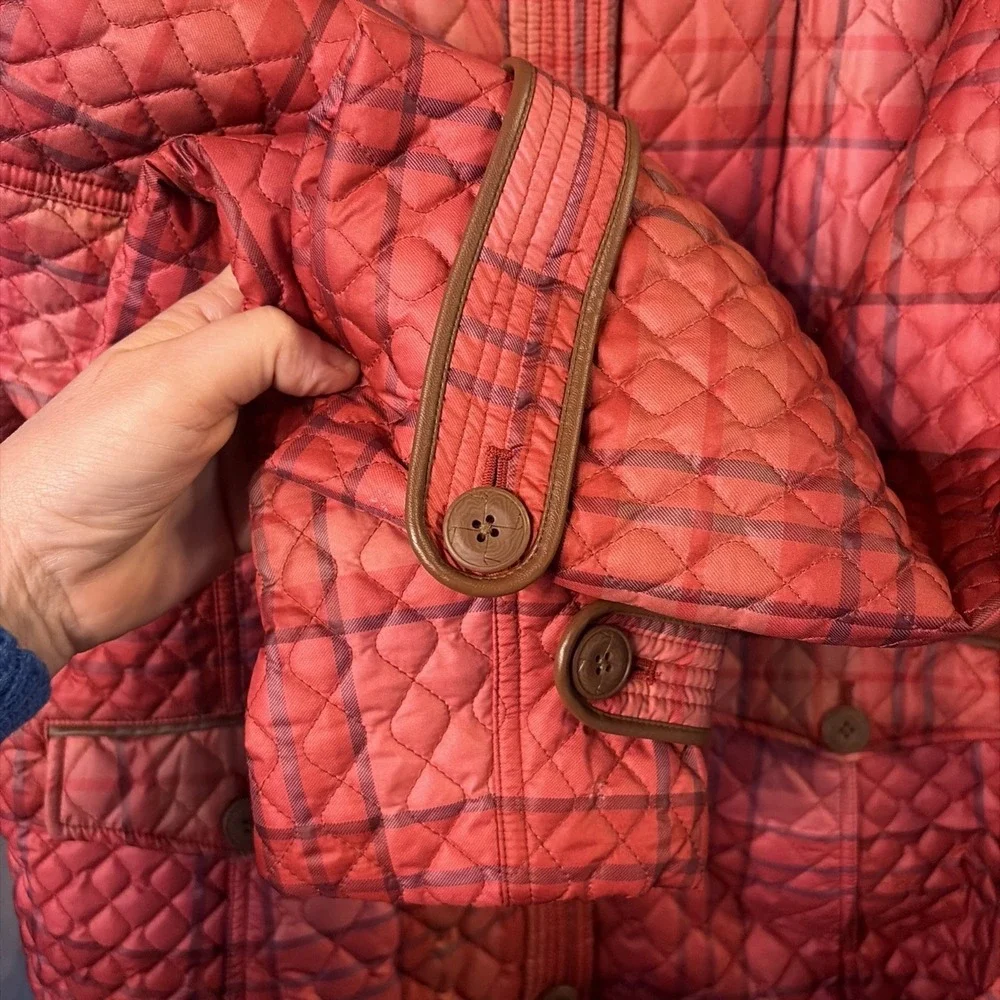Lands End Women's L Plaid Boxy Cottagecore Primaloft Chore Barn Coat Fall Cozy